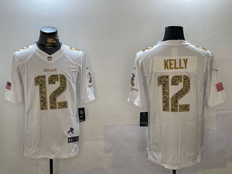 Men Buffalo Bills #12 Kelly White Come 2024 Nike Limited NFL Jersey style 1